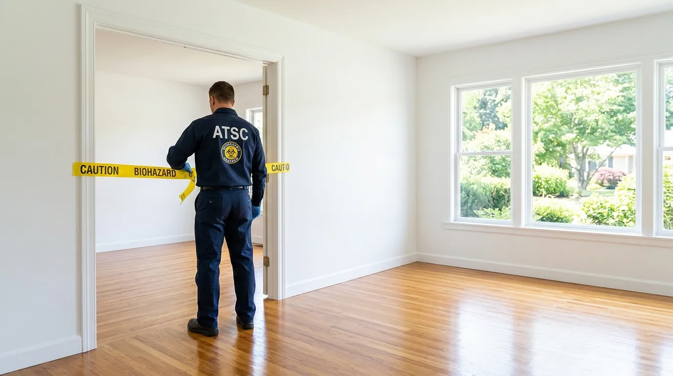Certified biohazard cleanup crew performing Decomposition Cleanup in Sunrise